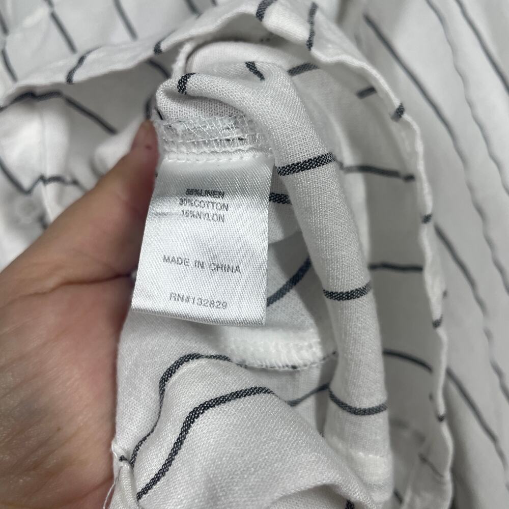 Superdown XL Kaylee Button Up Off The Shoulder Top Stripe Linen Long Sleeves - Picture 9 of 9